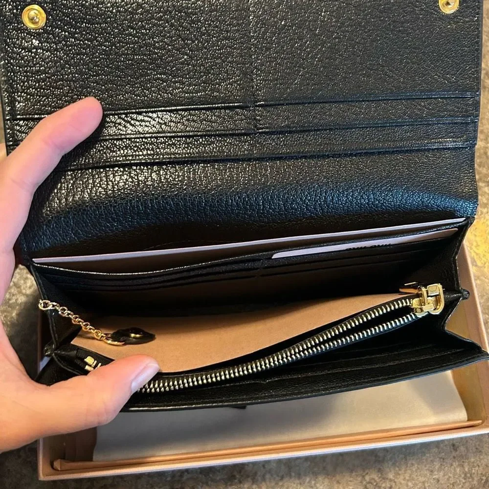 2in1 Miu Miu Long Snap Wallet Leather Black with original box - Picture 4 of 15